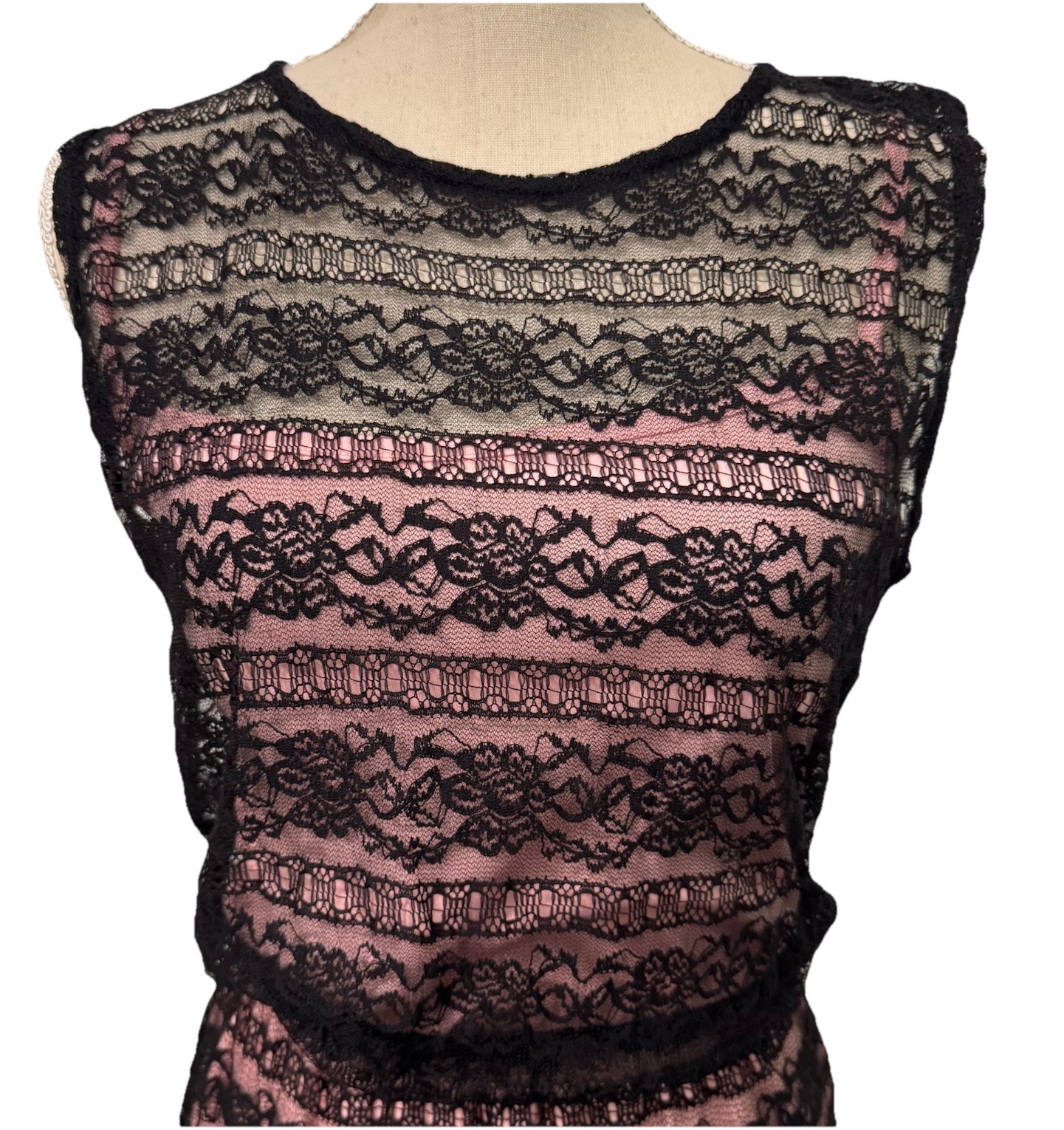 Speechless Womens Black Lace Overlay Pink Lining Sz Small Sleeveless Fit Flare