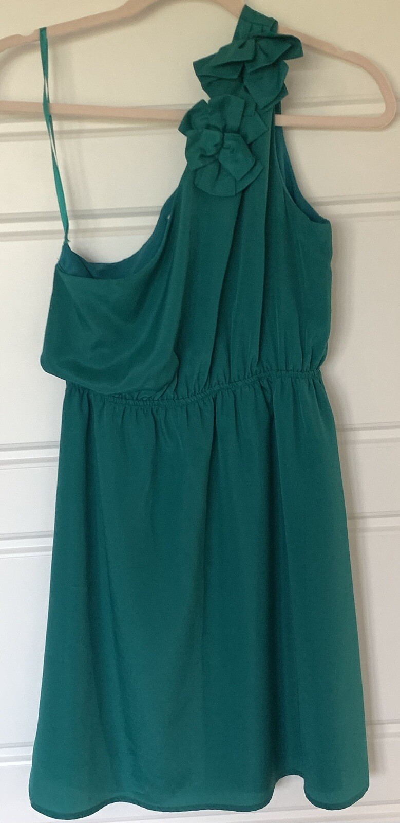 Annabella Women’s Emerald Green Mini Dress Single-Strap Size Small S