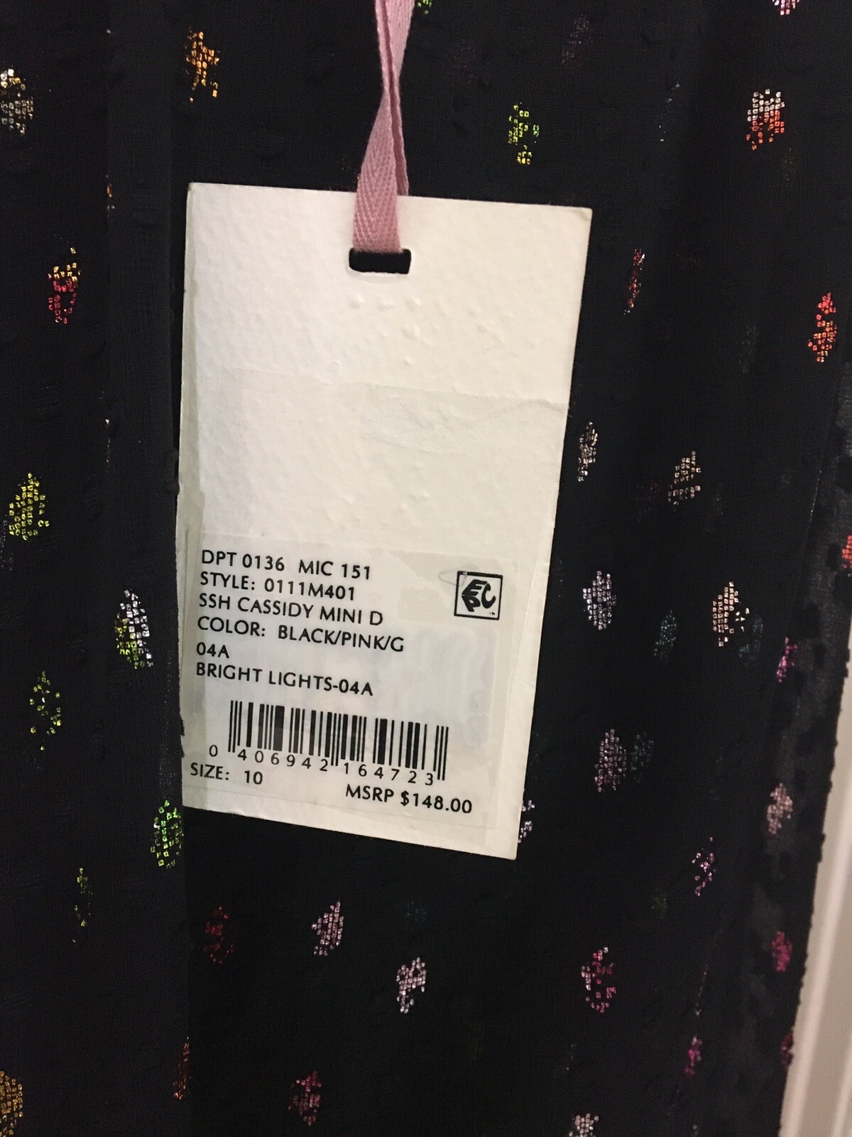 NWT Alex Marie size 10 black pink gold sleeveless polka dot dress $148