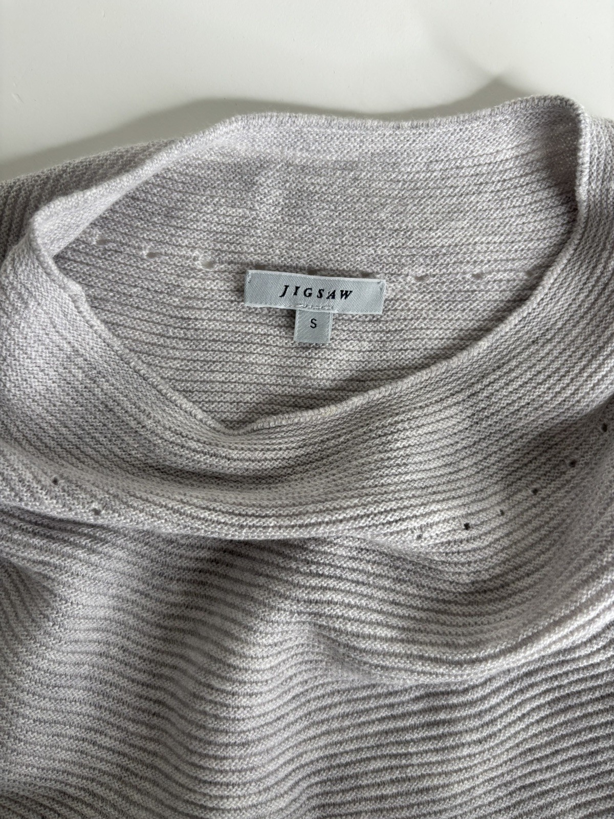 Jigsaw light Grey Wool blend Ribbed Knit jumper dress size M Tunic Sweater