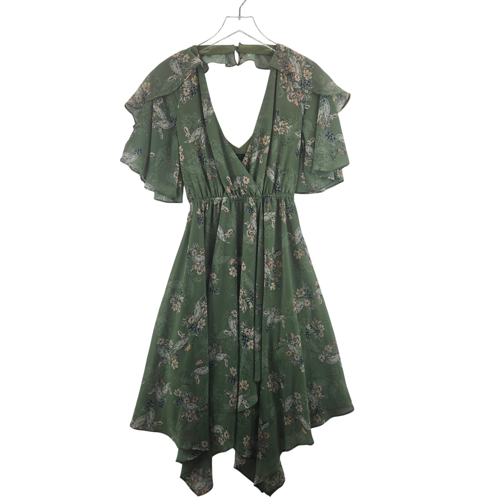 House of Harlow 1960 x REVOLVE Cecilio Sage Green Floral Handkerchief Midi Dress