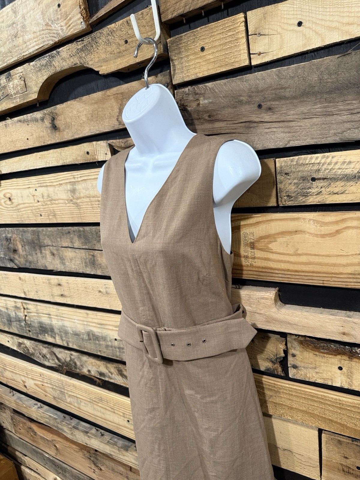 J.Crew beige wool sheath buckle dress with removable belt Size 14