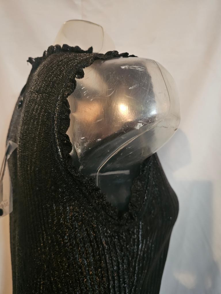 Alexander McQueen NWT Black Shiny Floated Knit Ruffle Dress XL – $2300 S/S 2019