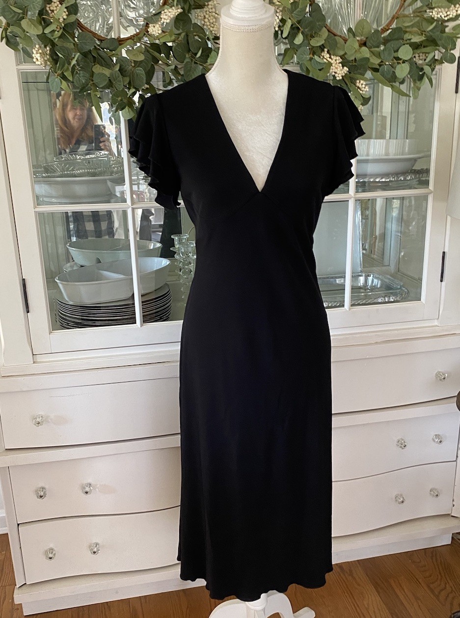 Vtg Y2K Moda International Midi Black Witchy Whimsygoth Grunge Dress sz 12