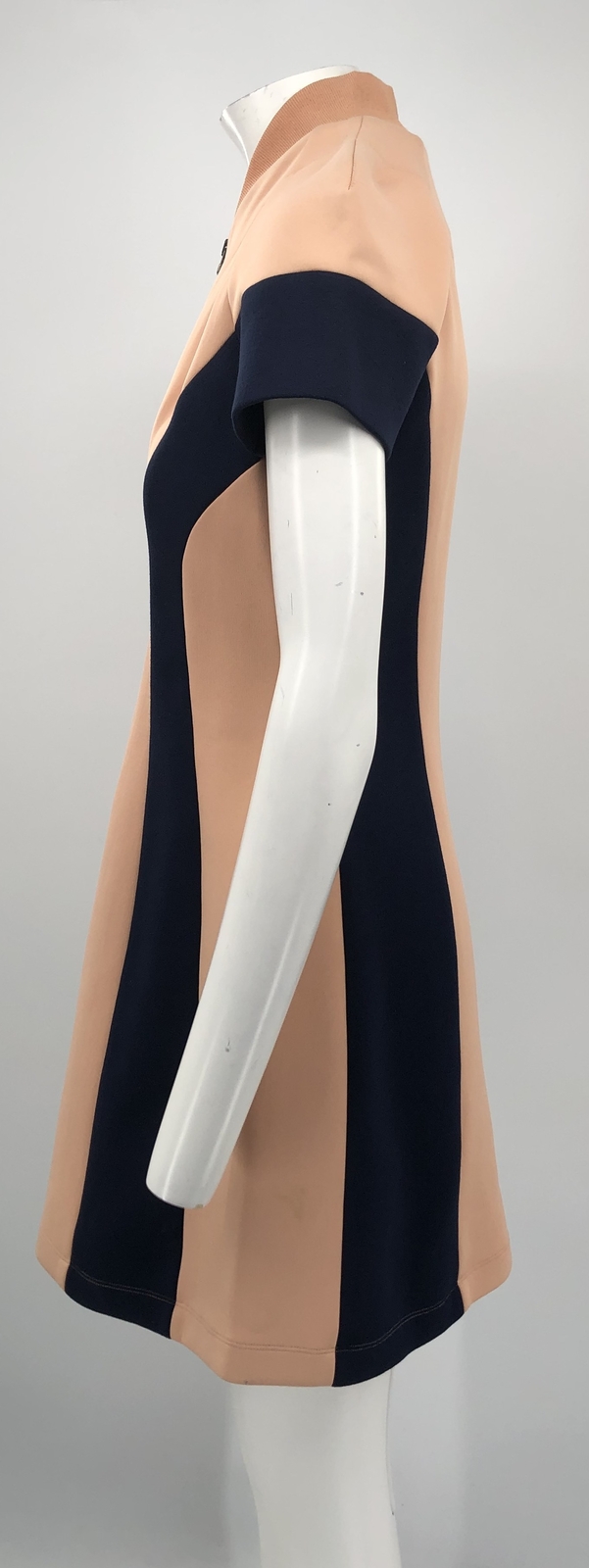 Cedric Charlier Peach/Navy Colorblock Short Sleeve Zip Sport Dress sz 8 NWD