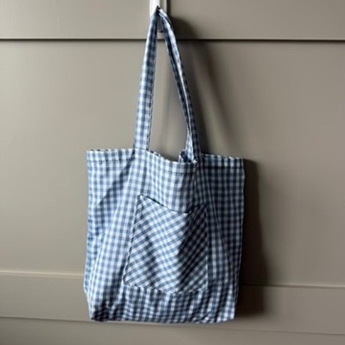 Blue White Gingham Pinafore Apron Tote Bag Set Womens XS Cottagecore Farmhouse