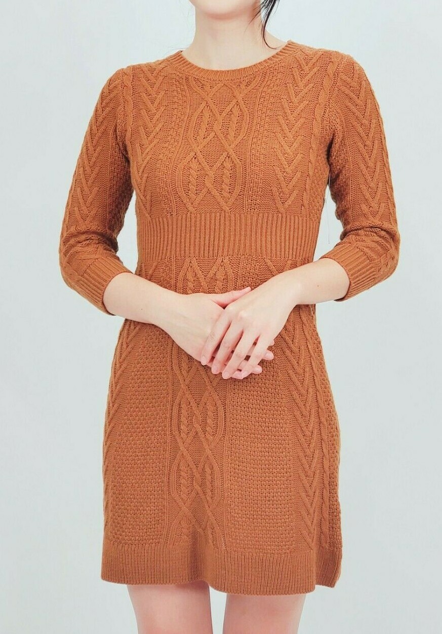 YEMAK Women’s A-Line, Vintage-Inspired, Cute Cable Flare Sweater Dress MK3290