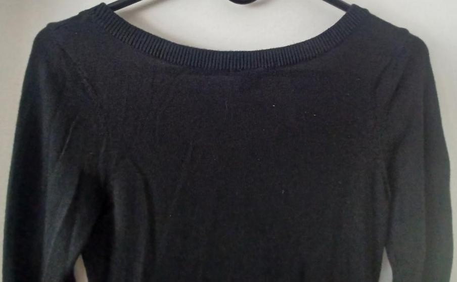 H&M BASIC BLACK KNIT LONG SLEEVE RIBBED BOAT NECK SHEATH DRESS XS BRAND NEW NWT
