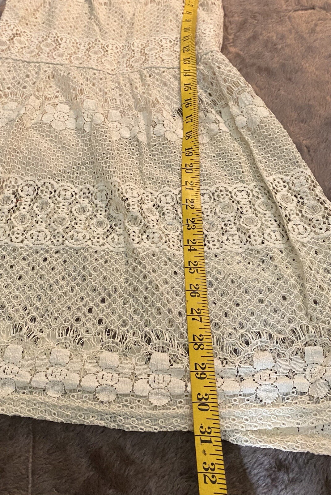 WANNA B Womens Medium Sleeveless Lace Overlay Lined Cream Color Dress