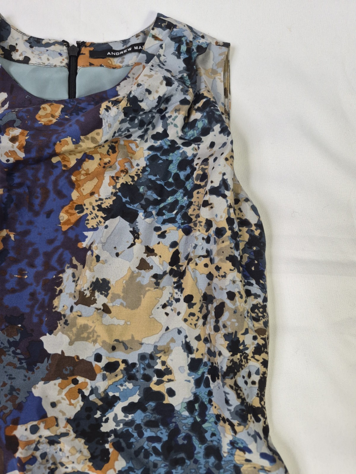 ANDREW MARC ADELE RIVER STONE FLORAL PRINT SILK COTTON SLEEVELESS DRESS$260-sz 0