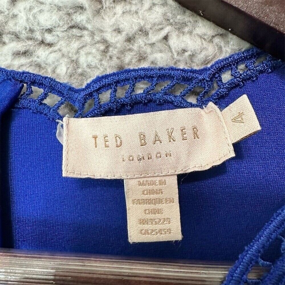 Ted Baker Womens 10 Blue Codi Embroidered Dress Party Cocktail Capsule Romantic