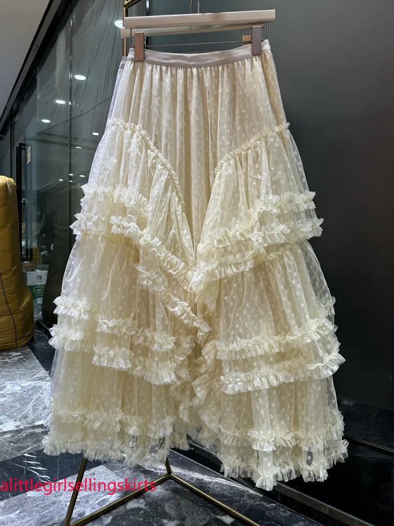 New in Women’s Spring Lace Patchwork Mesh Tutu Cake Long Skirt Women Sweet