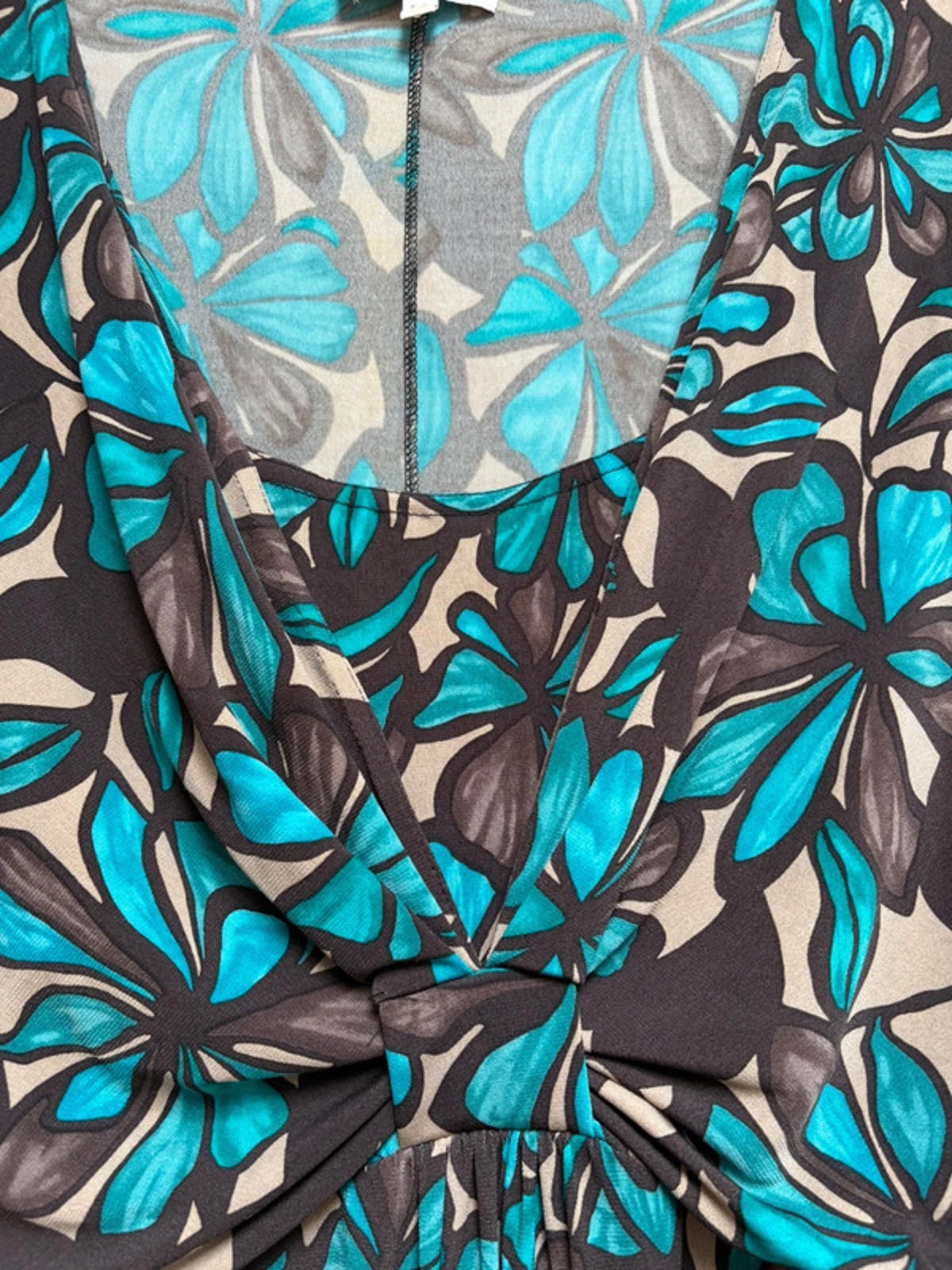 Toisie black beige blue patterned midi dress size 14