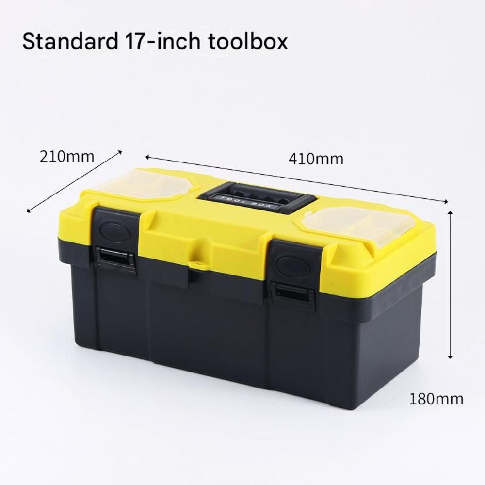 17-inch Yellow and Black Heavy Duty Plastic Toolbox – PP Material with ABS
