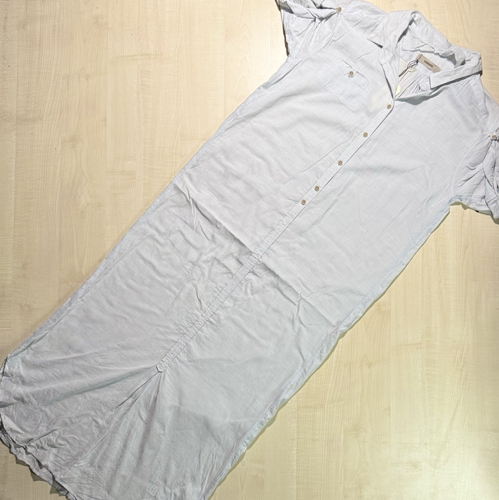 Humanoid Dress Cover Up Cotton Button Up Light Blue Size S