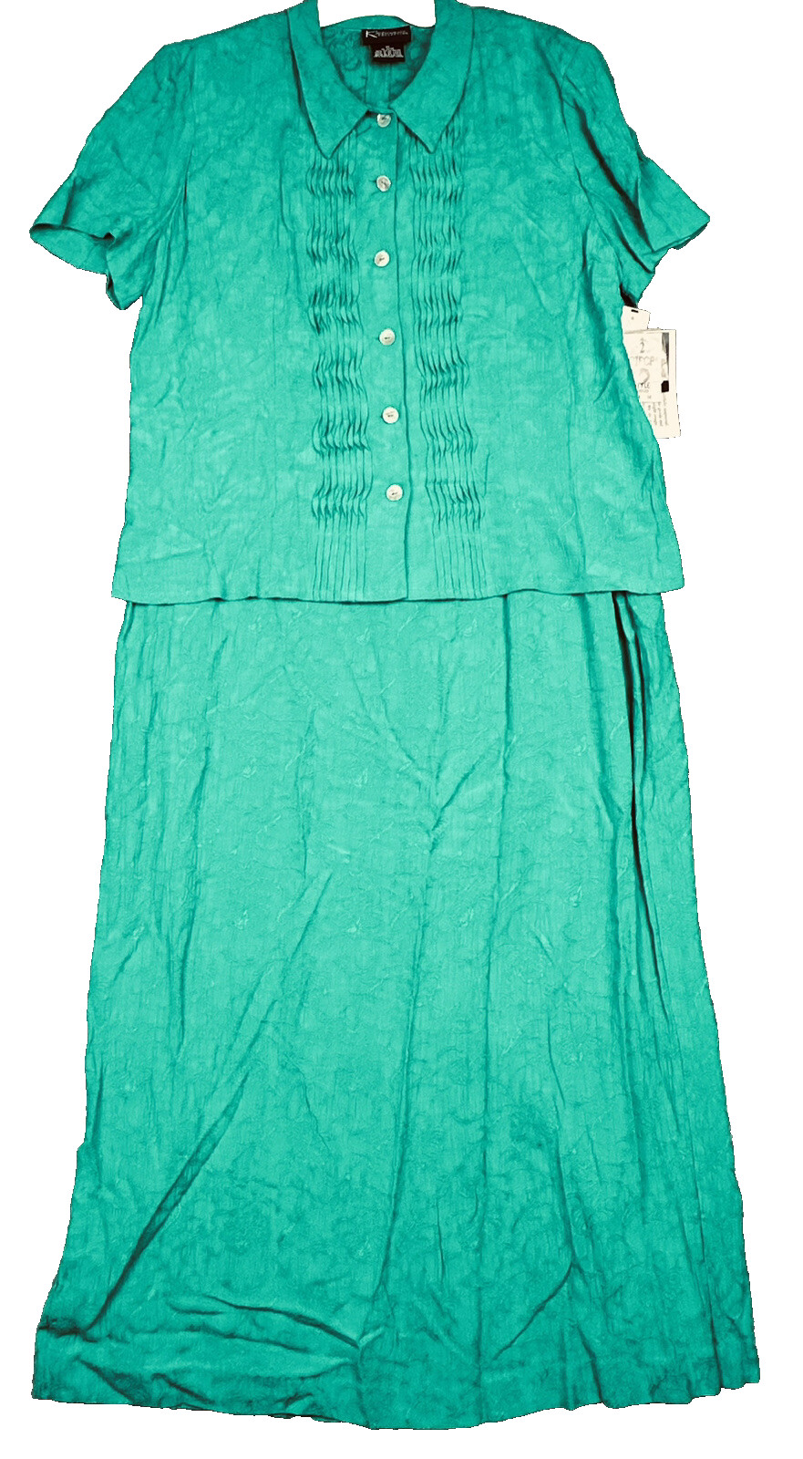 VTG K Studio Collection 2-Piece Dress Set Womens 14 Kelly Green Rayon Blazer NEW