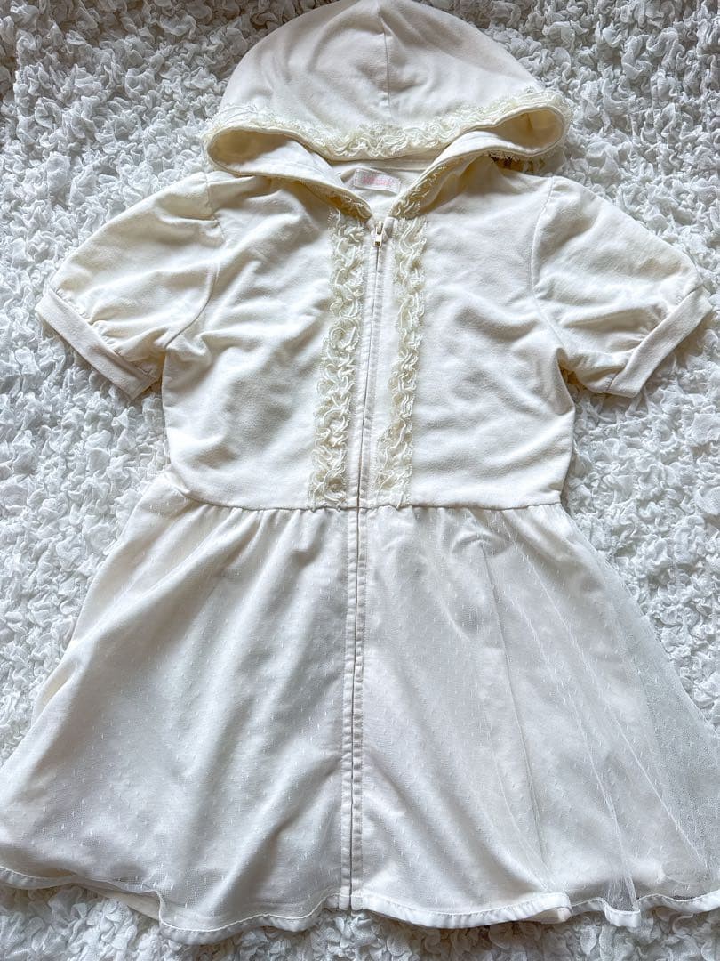 LIZ LISA Frill Hoodie Short Sleeve Tulle White Cute