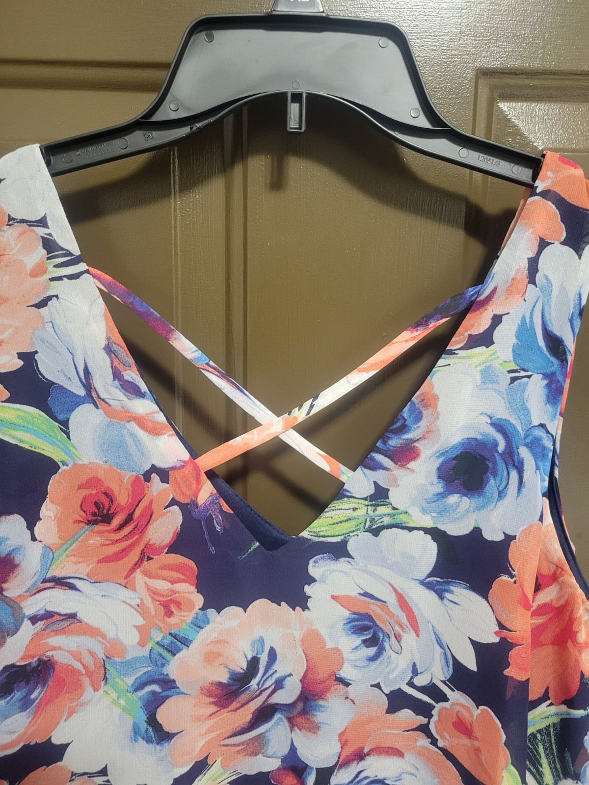 Lily Rose Womens Large Floral Maxidress Criss Cross Back Boho Light Flowy Summer