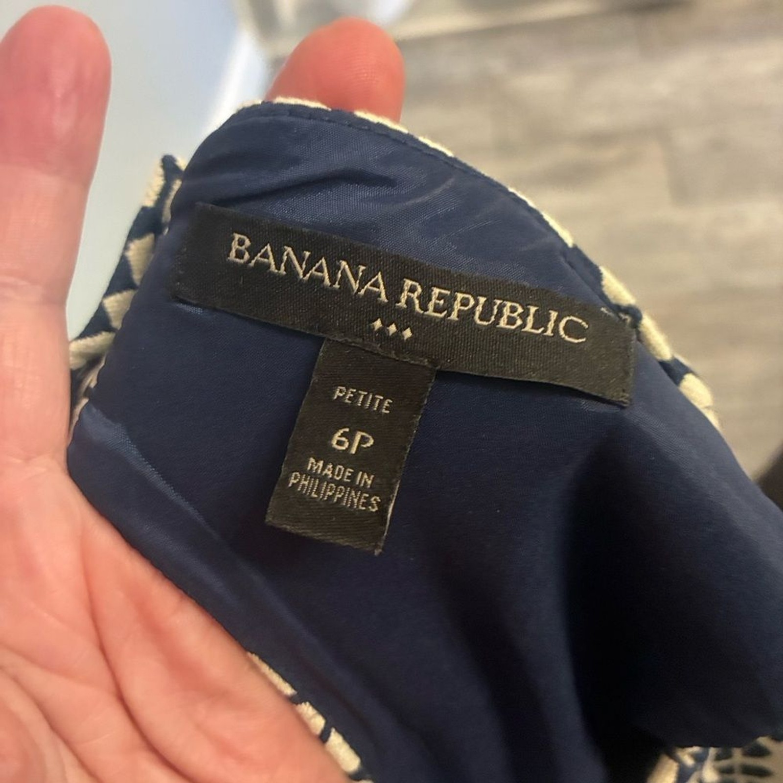 Banana Republic Navy Cream Patterned Jacquard Dress Size 6P