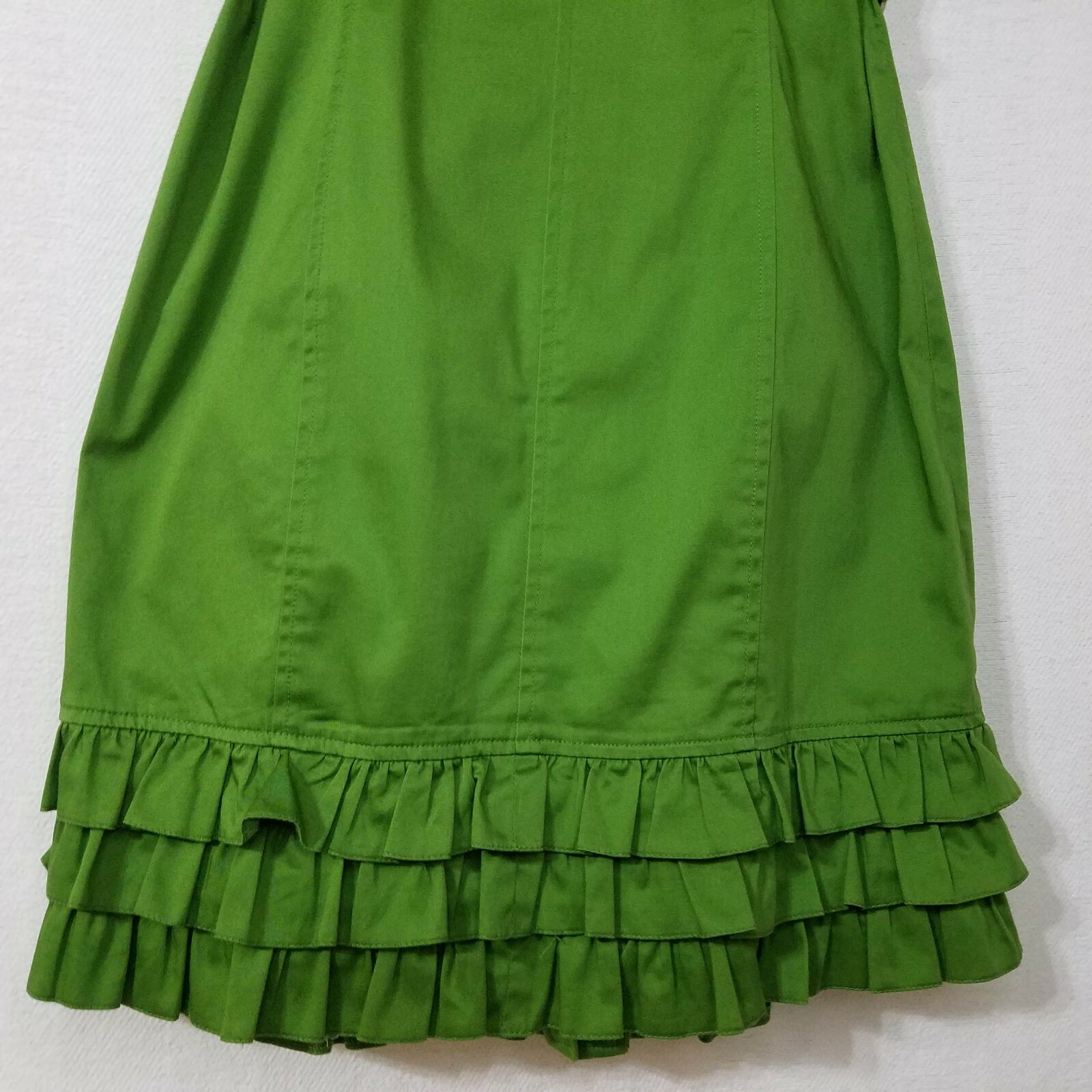 Kensie Pretty Dress Ruffle Button Down S/S Belted Pockets Green Size S K214P