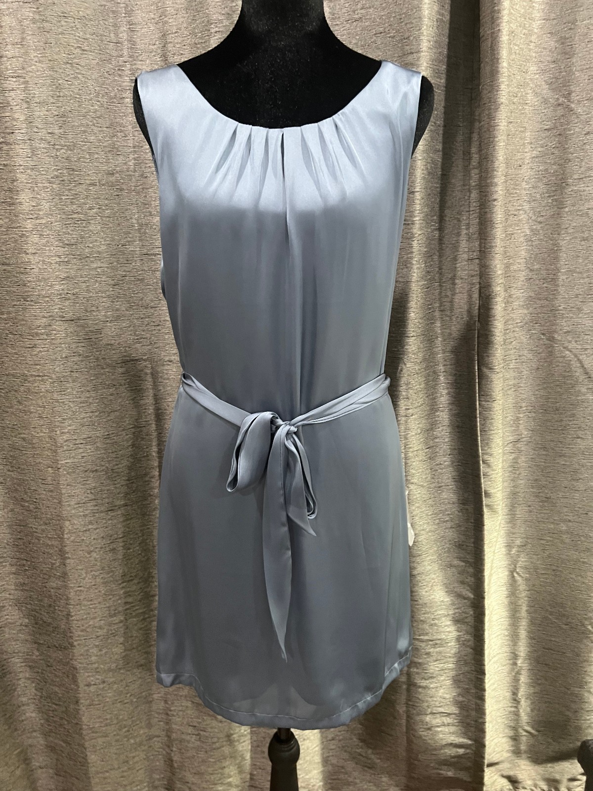 NWT Love 21 Dusty Blue sleeveless satin dress knee length zip lined size M