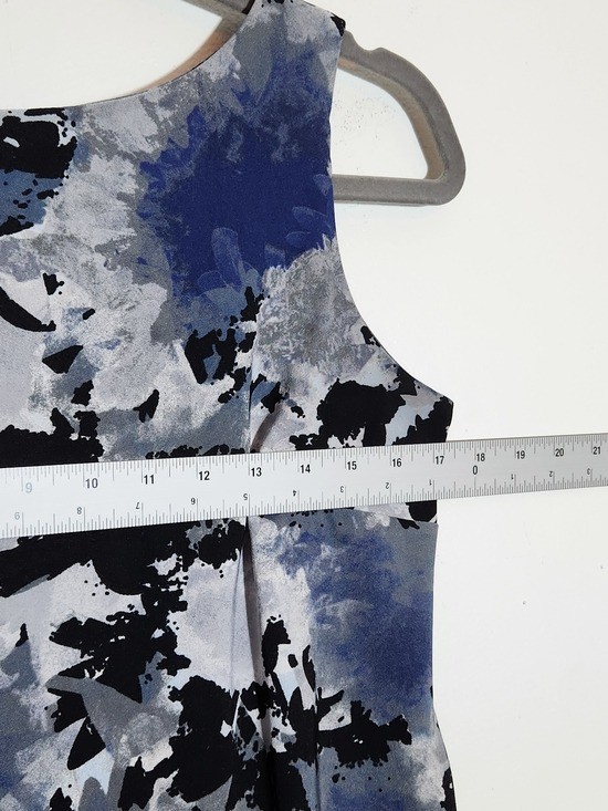 AB Studio Black Blue Gray Sleeveless Sheath Mini Dress Sz 8 Wedding Guest Dress