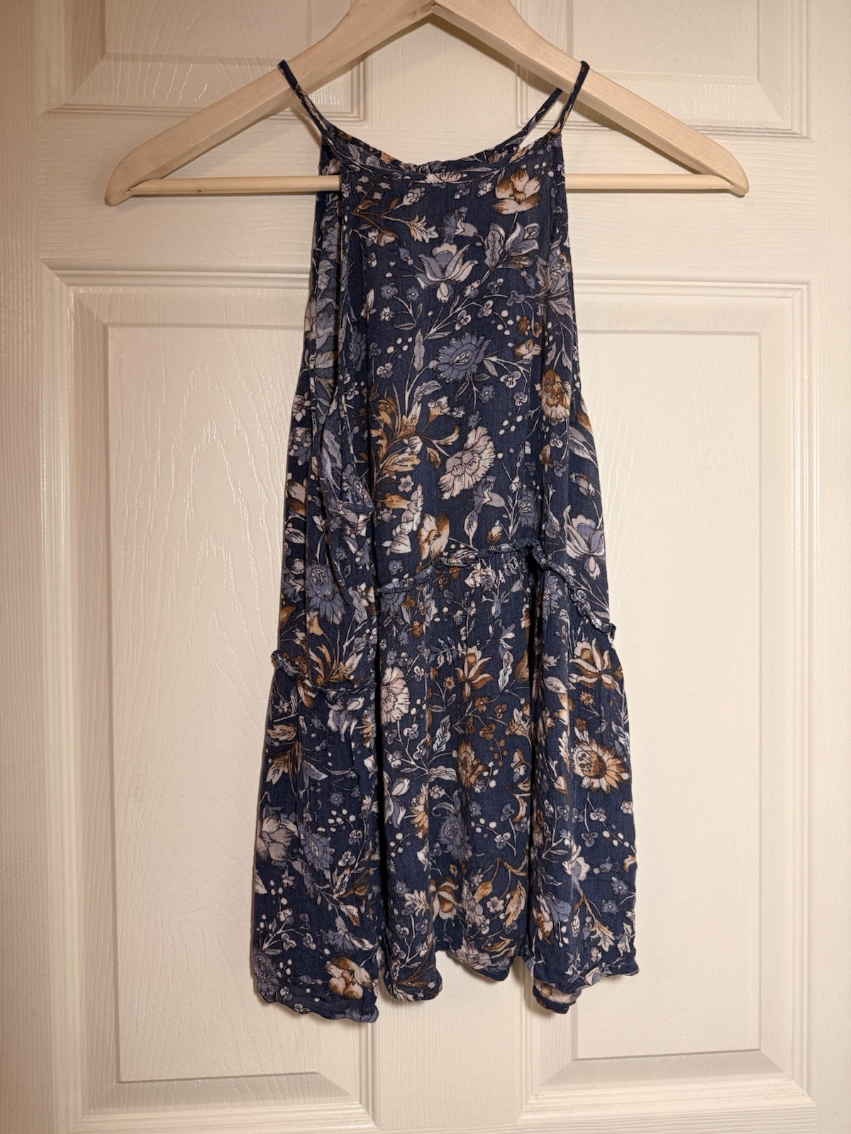 American Eagle Outfitters Floral Mini Dress Sleeveless Blue Beige White S/P