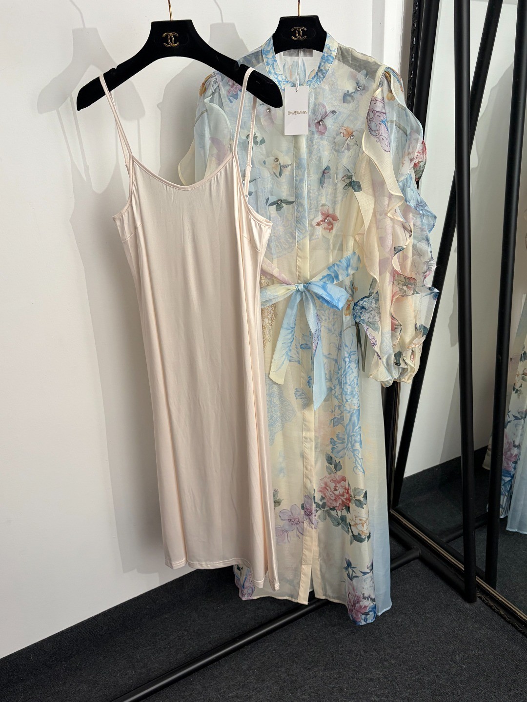 Zimmermann rhinestone floral print ruffled long-sleeved maxi dress, size M