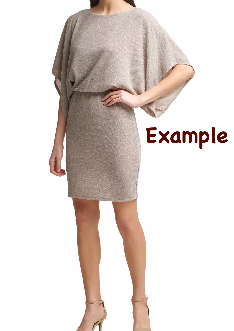 NWT! Jessica Howard Womens 14 Metallic Blouson Dress Shimmery Taupe Party Sleek