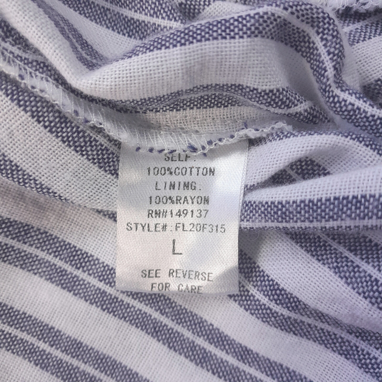 Favlux high-low dress sleeveless button up/Large/grayish blue+ivory stripe/lined
