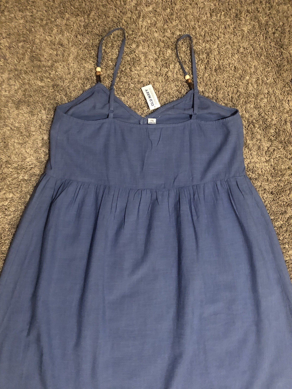 OLD NAVY size Large Chambray A-line Sundress, Blue Washable Cotton/Rayon blend