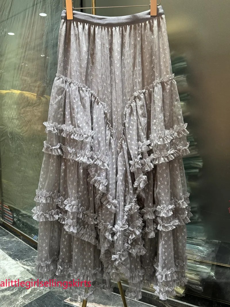 New in Women’s Spring Lace Patchwork Mesh Tutu Cake Long Skirt Women Sweet