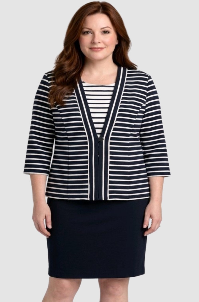 DONNY & NICOLE 18W Blue/White Dress & Jacket Set