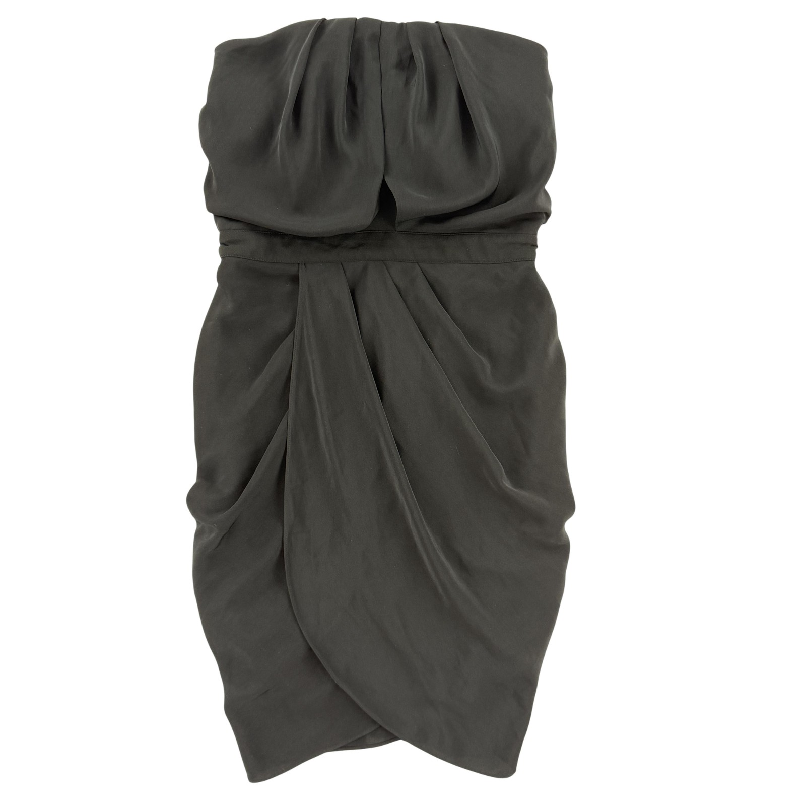 GUESS Dress Womens 4 Black Strapless Draped Ruched Pleated Zip Back Cocktail