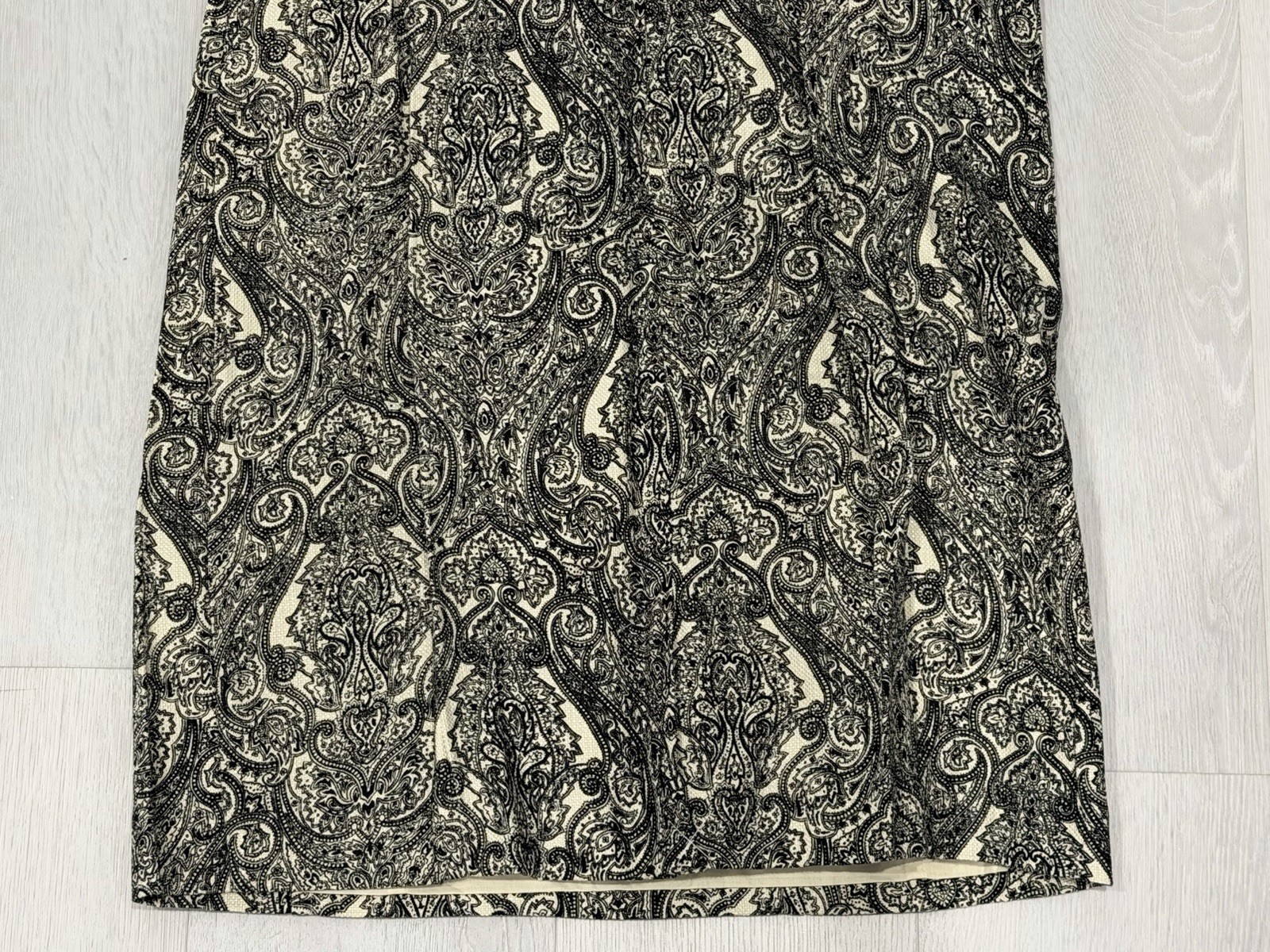 Talbots NEW $139 Sz 14P Cotton Ble Sheath Shift Dress Lined Paisley Black White