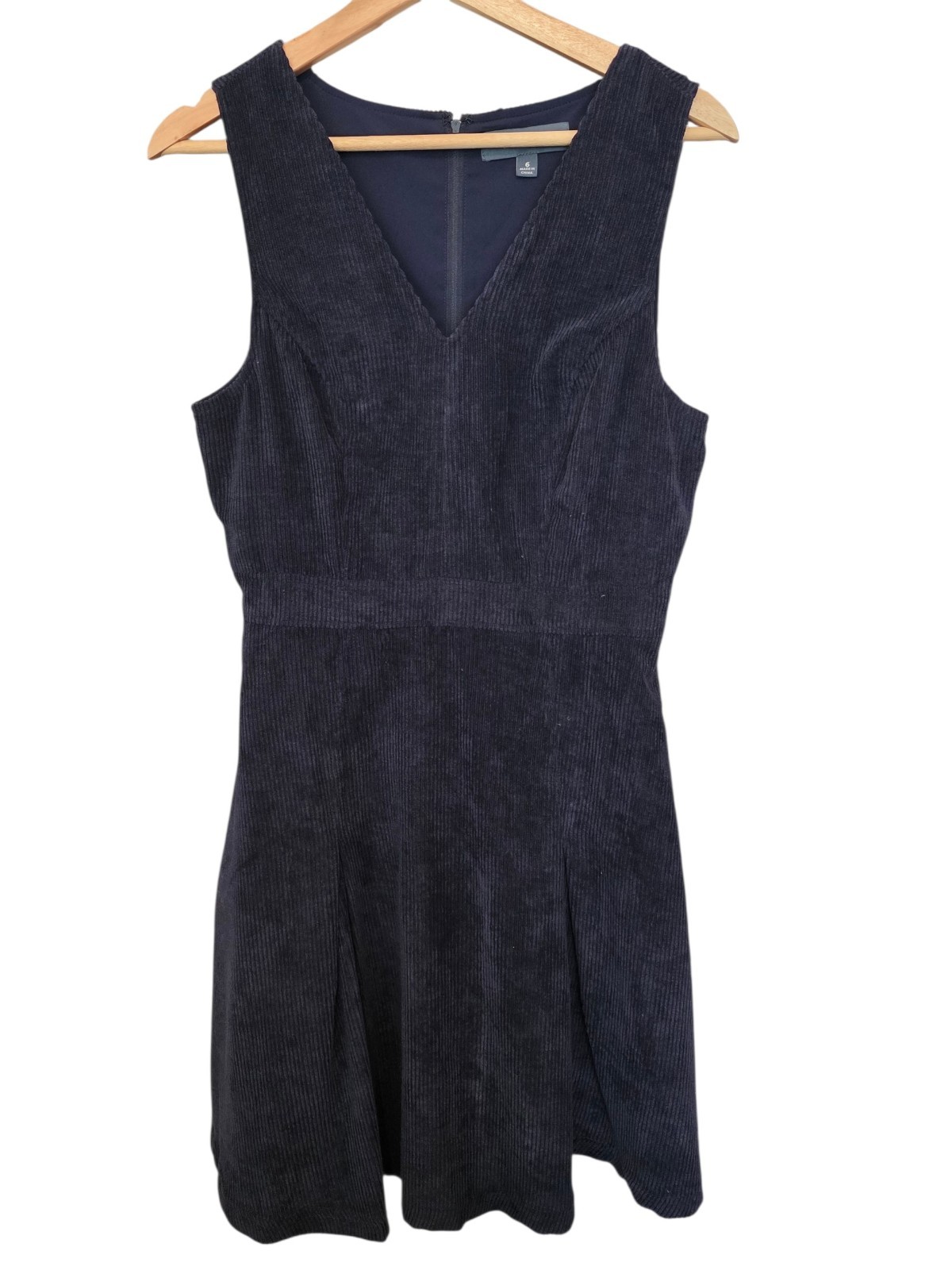 ModCloth Utmost Allure Corduroy A-Line Knee Length Dress Navy Blue EUC Sz 6