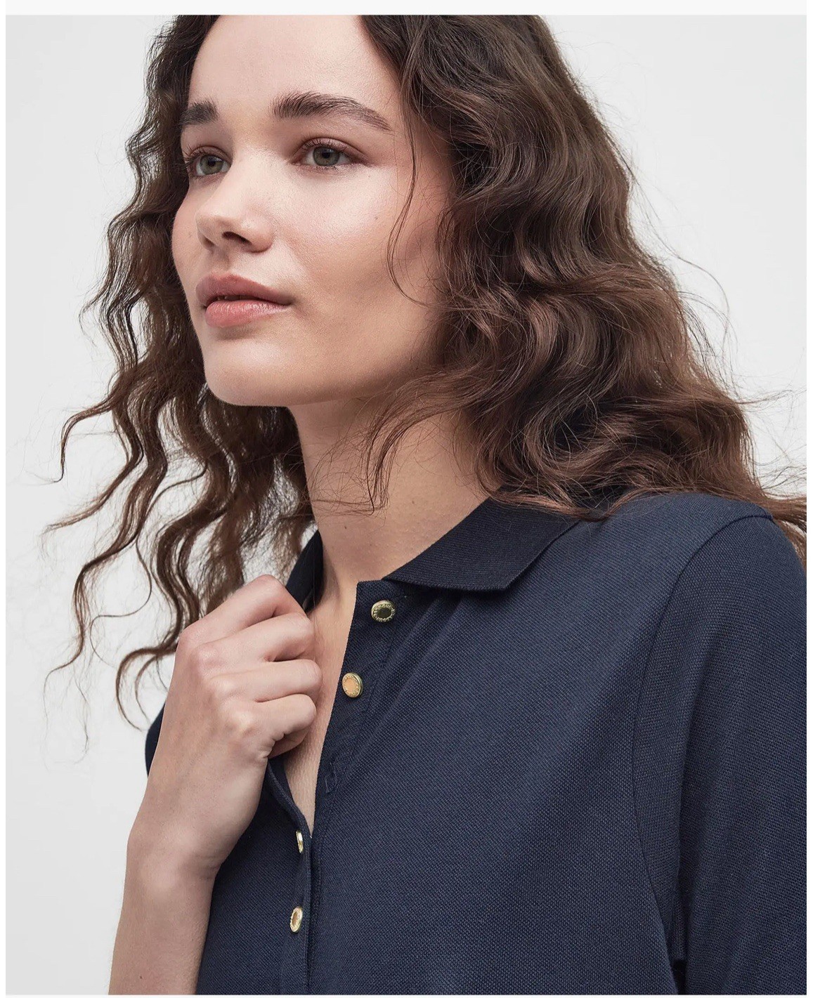Barbour Women’s 8 Celeste Midi Polo Dress Navy Stretch Cotton Fit & Flare NWT