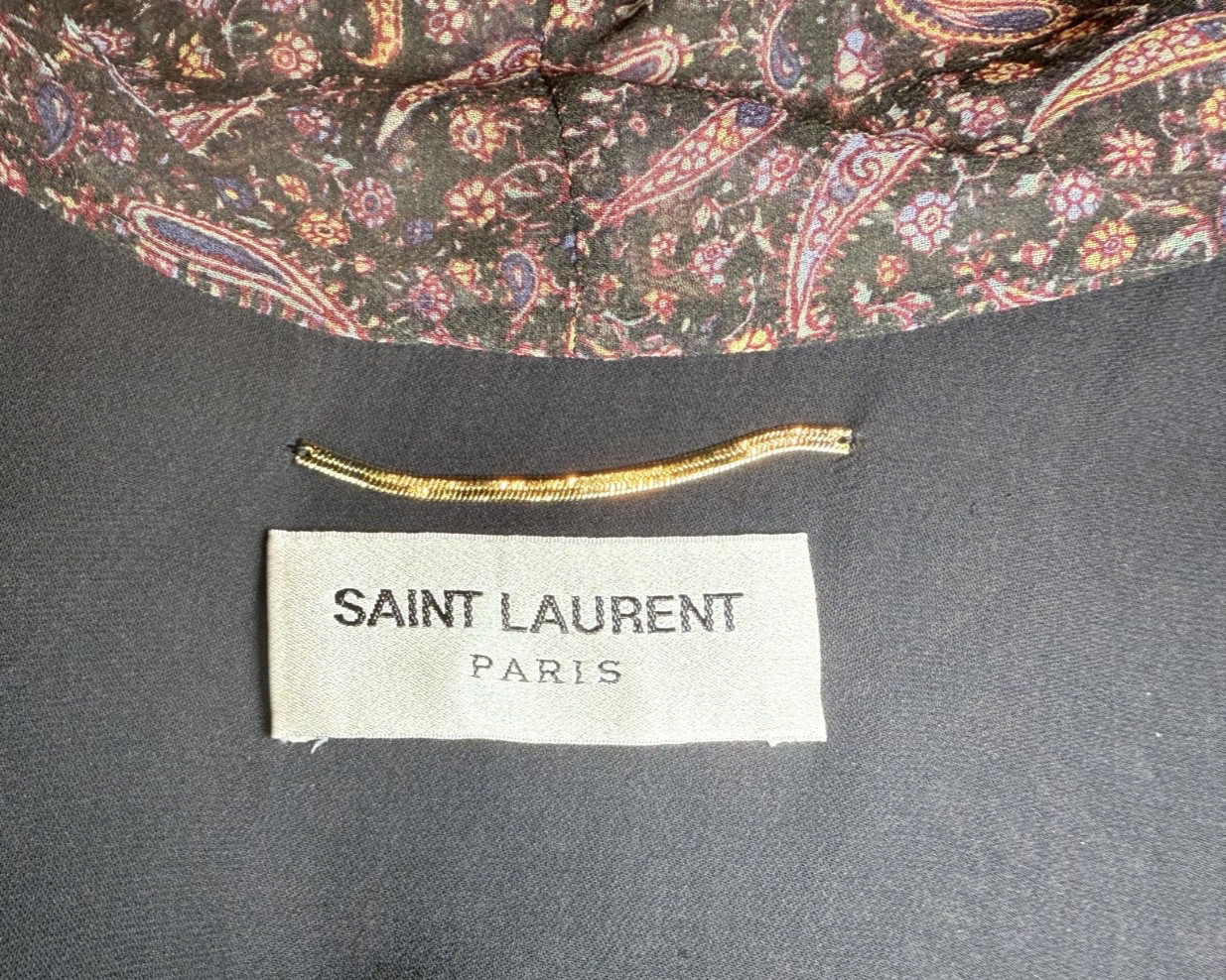 2015 Saint Laurent by HEDI SLIMANE Paisley Silk Chiffon Mini Dress FR40, Resort