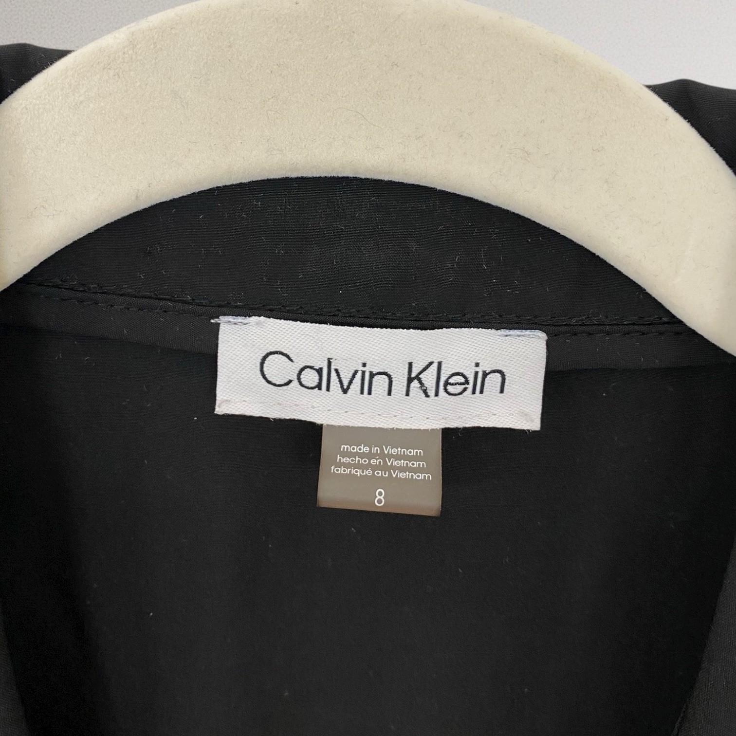 Calvin Klein Drawstring Waist Collard Sleeveless Sheath Dress Size 8 Stretch