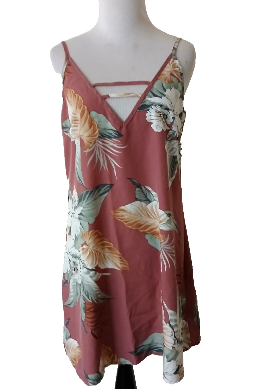 Emery Rose V-Neck Mini Sundress Multicolor Floral Spaghetti Straps Lightweight M