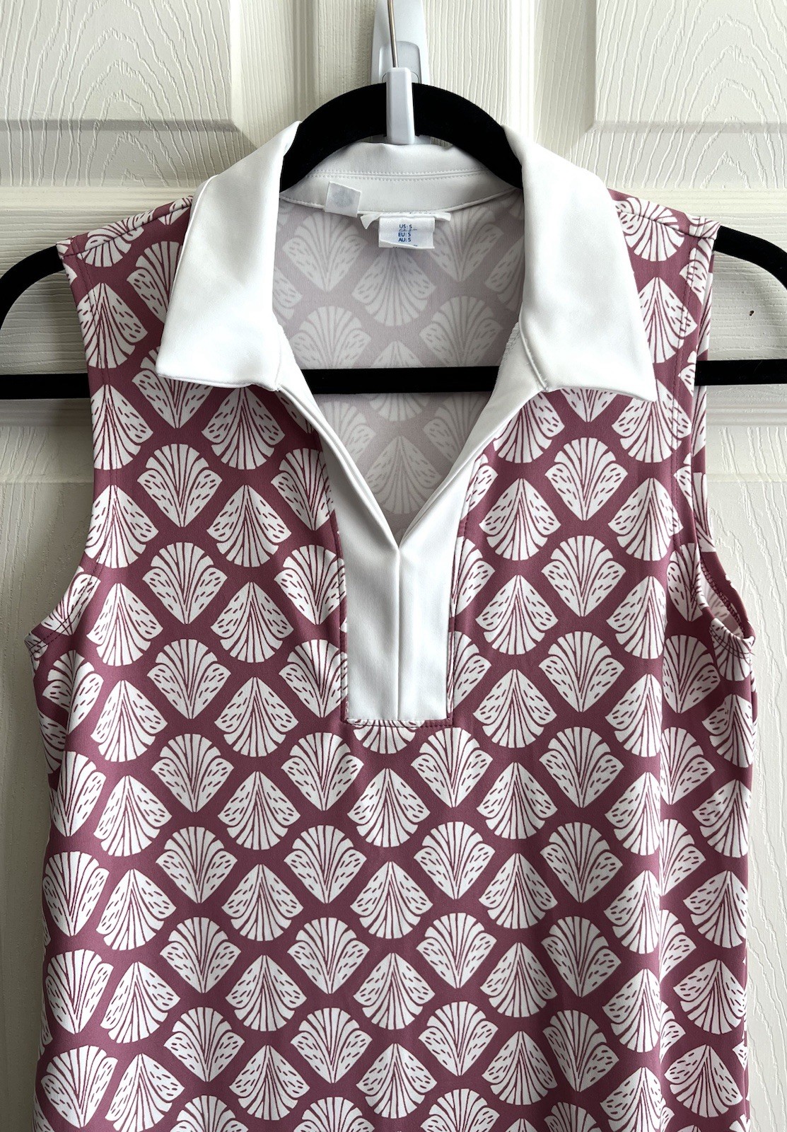 SIGRID OLSEN Golf & Tennis Mauve Shell Print Collared Sleeveless Dress Sz S