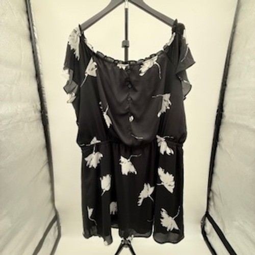 Maurices Womens Black White Floral Off Shoulder Mini Dress Size 2 Plus 108385Y