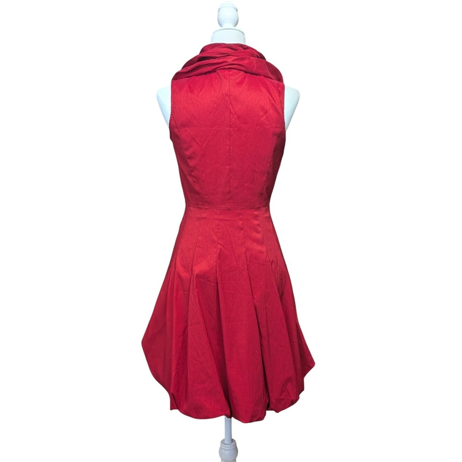 Samuel Dong Red Sleeveless Bubble Skirt Wired Collar Dress Size XS