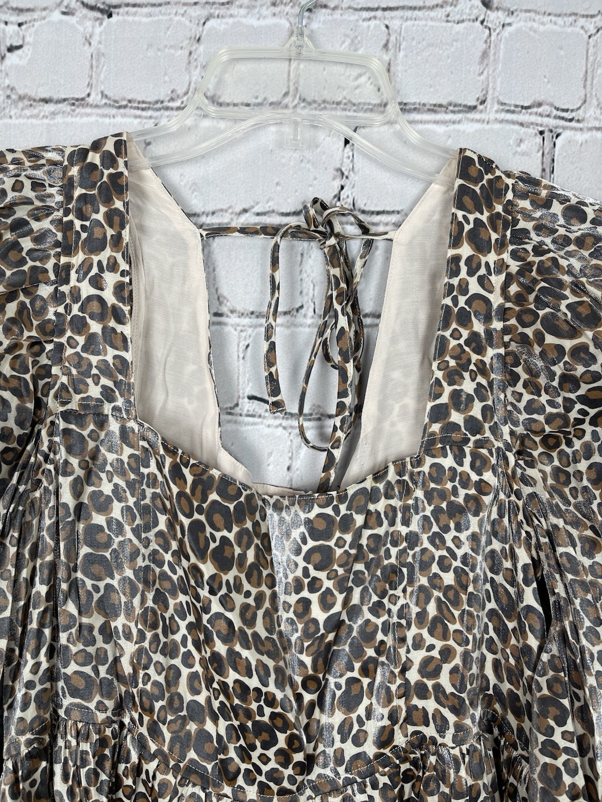 Mittoshop Long Sleeve Babydoll Mini Dress Size M Leopard Print NWT