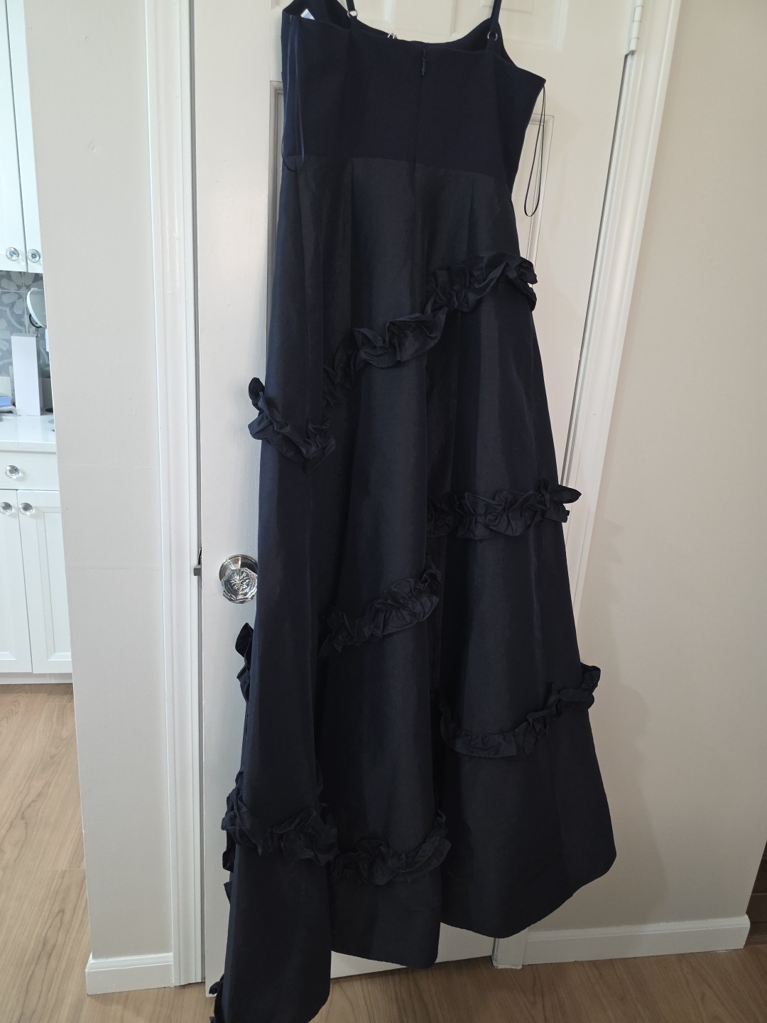 Likely Arissa Ruffle Trim Ballgown Dress Gown Navy, Size 6