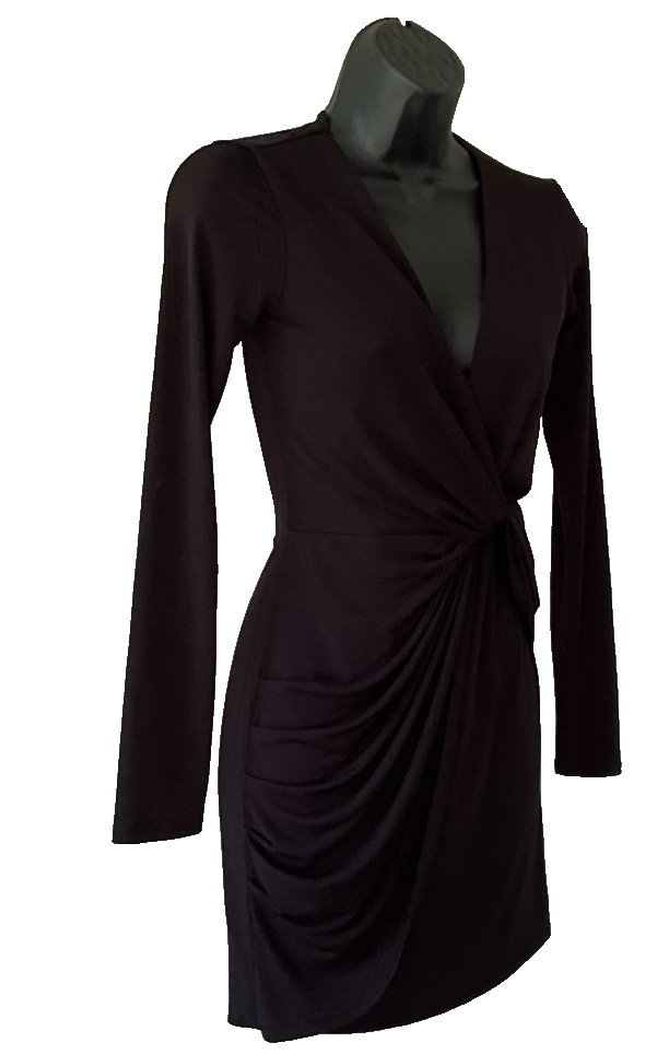 Forever 21 Black Knot Front Long Sleeve Bodycon Mini Dress Womens Size S
