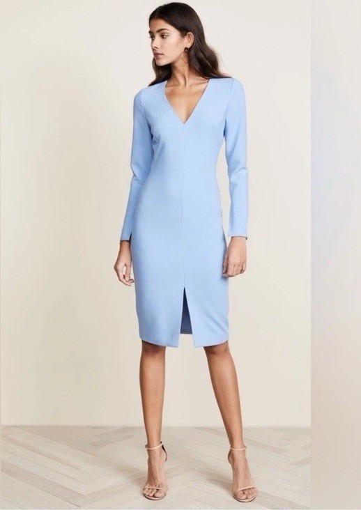 Black Halo V-Neck Split Front Jade Sambora Sheath Dress 4