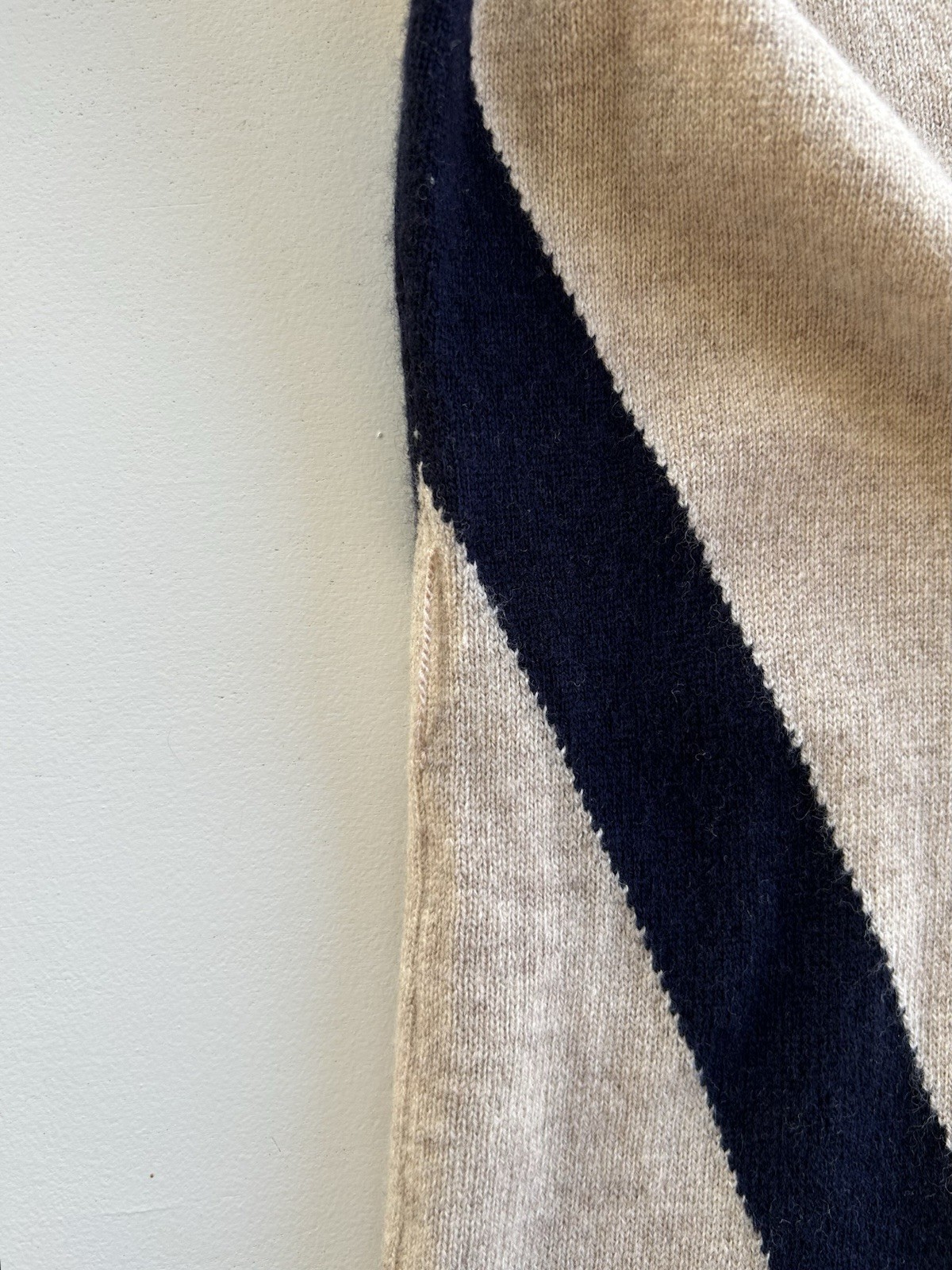 Ted Baker Knit Wool Cashmere Blend Sweater Dress Chevron Tan Navy Women’s Size 3