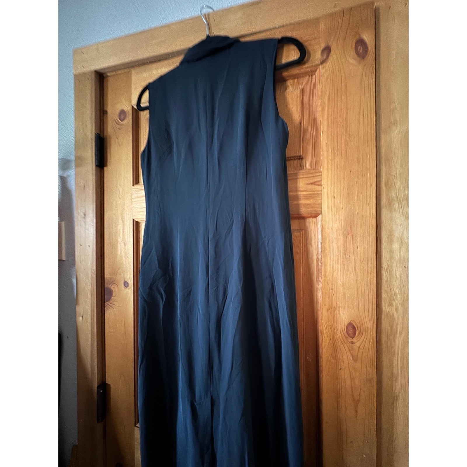 Banana Republic LBD Black 100% Silk Sleeveless Maxi Shirt Dress Size 8