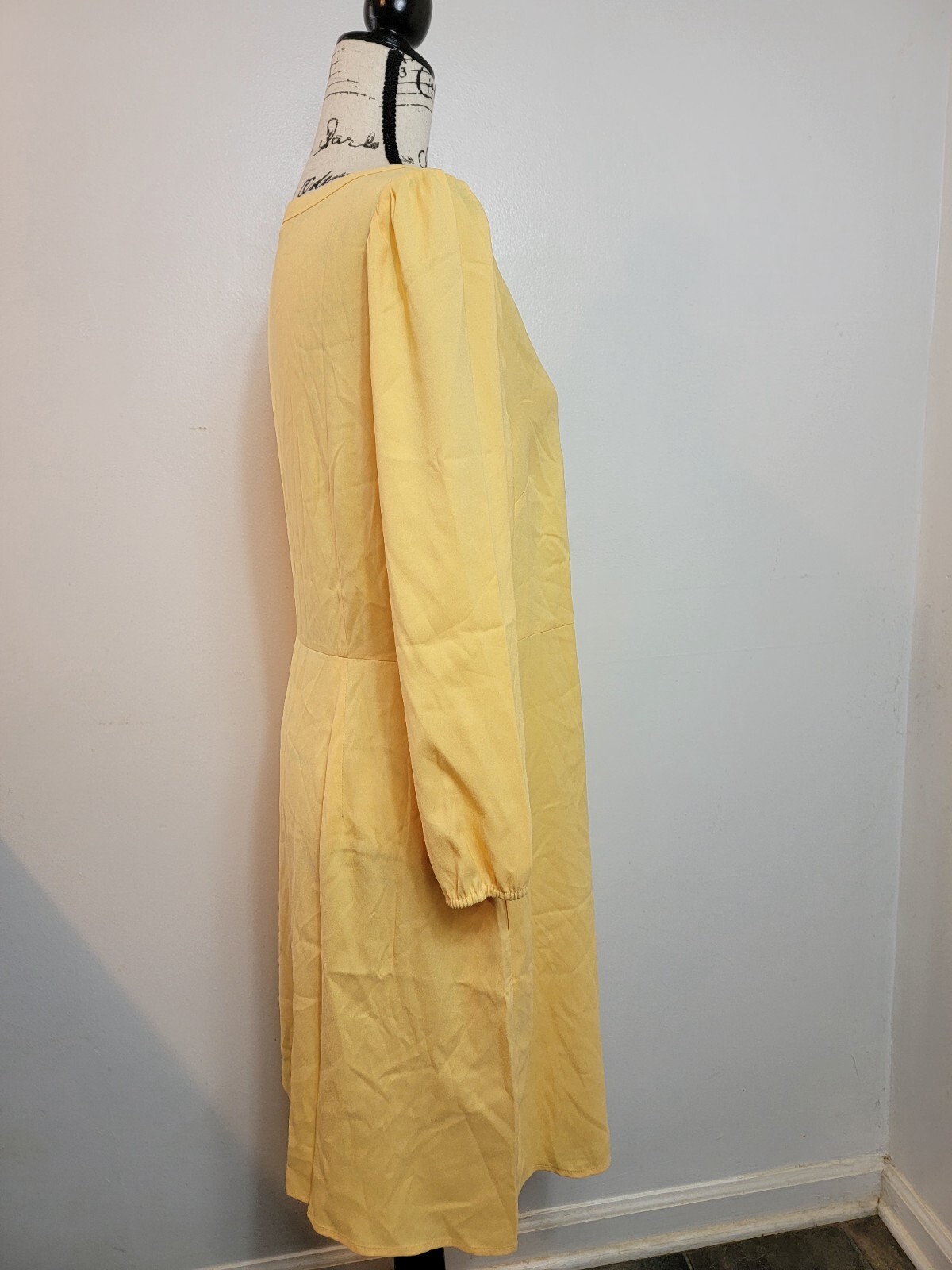 Goodthreads Womens V-Neck Button-Front Shirt Dress Yellow Large